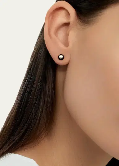 Melissa Kaye Audrey Small 18K Yellow Gold, Enamel & 0.12 TCW Diamond Earrings | Thumbnail 2 Melissa Kaye Audrey Small 18K Yellow Gold, Enamel & 0.12 TCW Diamond Earrings | Thumbnail 2