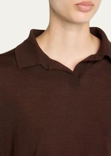 The Row Pauli Wool-Silk Jersey Long-Sleeve Polo Top | Thumbnail 5 The Row Pauli Wool-Silk Jersey Long-Sleeve Polo Top | Thumbnail 5
