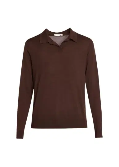 The Row Pauli Wool-Silk Jersey Long-Sleeve Polo Top | Thumbnail 1 The Row Pauli Wool-Silk Jersey Long-Sleeve Polo Top | Thumbnail 1