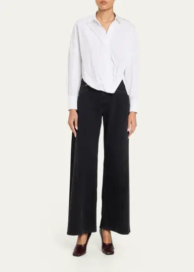 Lafayette 148 New York Oversized Draped Twist-Front Poplin Shirt | Thumbnail 2 Lafayette 148 New York Oversized Draped Twist-Front Poplin Shirt | Thumbnail 2