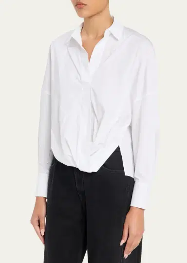 Lafayette 148 New York Oversized Draped Twist-Front Poplin Shirt | Thumbnail 4 Lafayette 148 New York Oversized Draped Twist-Front Poplin Shirt | Thumbnail 4