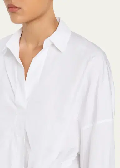 Lafayette 148 New York Oversized Draped Twist-Front Poplin Shirt | Thumbnail 5 Lafayette 148 New York Oversized Draped Twist-Front Poplin Shirt | Thumbnail 5