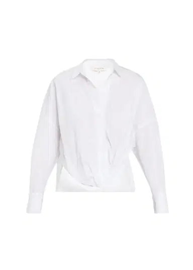 Lafayette 148 New York Oversized Draped Twist-Front Poplin Shirt | Thumbnail 1 Lafayette 148 New York Oversized Draped Twist-Front Poplin Shirt | Thumbnail 1