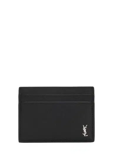 Saint Laurent Men's Tiny Cassandre YSL Card Holder in Leather | Thumbnail 1 Saint Laurent Men's Tiny Cassandre YSL Card Holder in Leather | Thumbnail 1