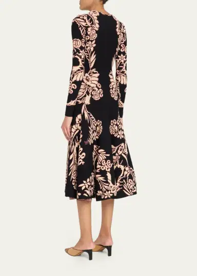 Ulla Johnson Nerissa Jacquard Long-Sleeve Midi Dress | Thumbnail 3 Ulla Johnson Nerissa Jacquard Long-Sleeve Midi Dress | Thumbnail 3