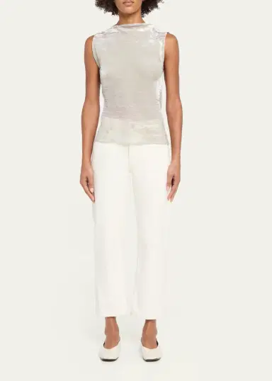 Grace Ling Boat-Neck Glitch Velvet Burnout Sleeveless Top | Thumbnail 2 Grace Ling Boat-Neck Glitch Velvet Burnout Sleeveless Top | Thumbnail 2