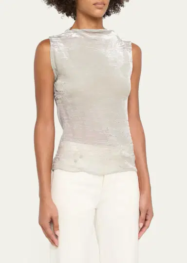 Grace Ling Boat-Neck Glitch Velvet Burnout Sleeveless Top | Thumbnail 4 Grace Ling Boat-Neck Glitch Velvet Burnout Sleeveless Top | Thumbnail 4