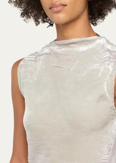Grace Ling Boat-Neck Glitch Velvet Burnout Sleeveless Top | Thumbnail 5 Grace Ling Boat-Neck Glitch Velvet Burnout Sleeveless Top | Thumbnail 5