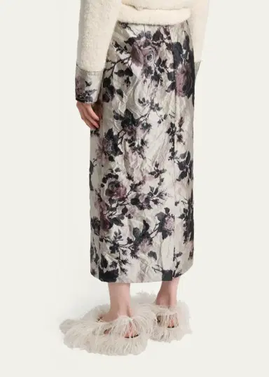 Erdem Floral Metallic Crinkled Midi Skirt | Thumbnail 3 Erdem Floral Metallic Crinkled Midi Skirt | Thumbnail 3