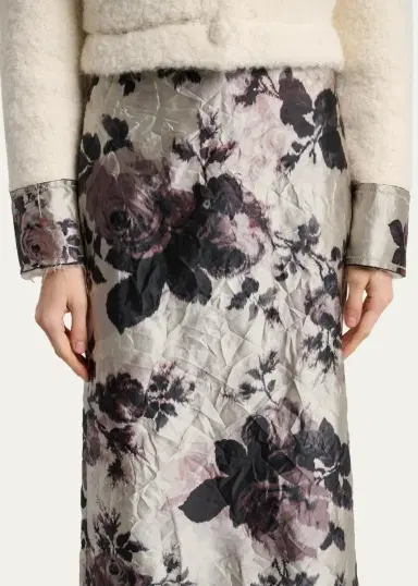 Erdem Floral Metallic Crinkled Midi Skirt | Thumbnail 5 Erdem Floral Metallic Crinkled Midi Skirt | Thumbnail 5