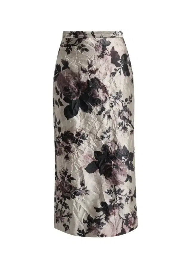 Floral Metallic Crinkled Midi Skirt Floral Metallic Crinkled Midi Skirt