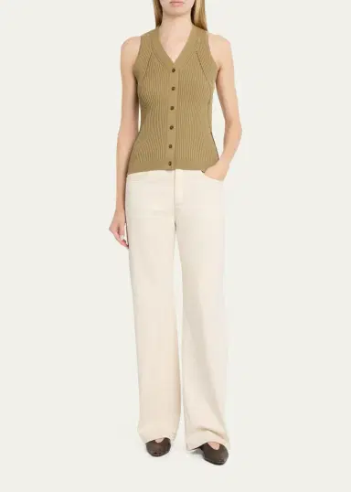 Max Mara Ties V-Neck Rib Knit Waistcoat | Thumbnail 2 Max Mara Ties V-Neck Rib Knit Waistcoat | Thumbnail 2