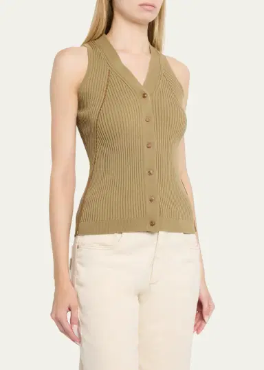 Max Mara Ties V-Neck Rib Knit Waistcoat | Thumbnail 4 Max Mara Ties V-Neck Rib Knit Waistcoat | Thumbnail 4
