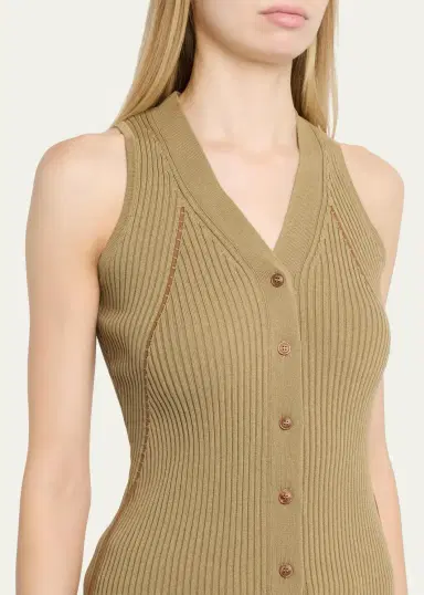 Max Mara Ties V-Neck Rib Knit Waistcoat | Thumbnail 5 Max Mara Ties V-Neck Rib Knit Waistcoat | Thumbnail 5