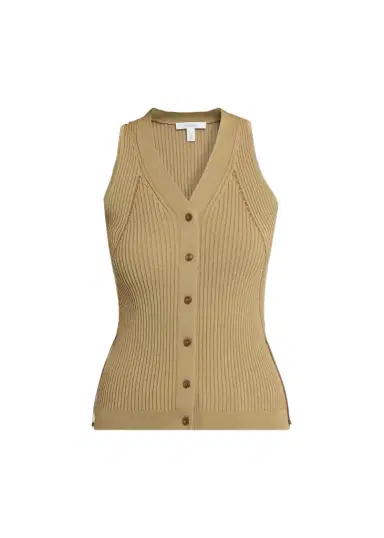 Max Mara Ties V-Neck Rib Knit Waistcoat | Thumbnail 1 Max Mara Ties V-Neck Rib Knit Waistcoat | Thumbnail 1