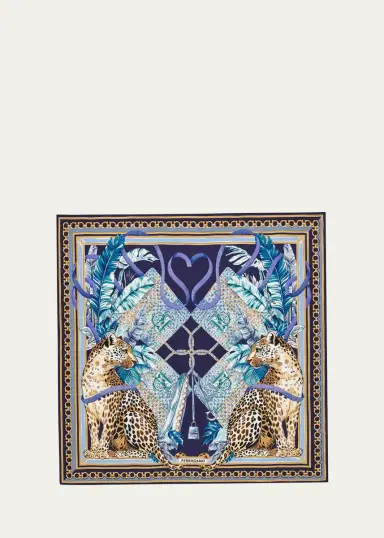 Ferragamo Feline-Print Silk Foulard | Thumbnail 4 Ferragamo Feline-Print Silk Foulard | Thumbnail 4