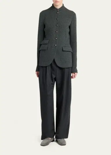 Giorgio Armani Fitted Herringbone Wool-Blend Blazer | Thumbnail 2 Giorgio Armani Fitted Herringbone Wool-Blend Blazer | Thumbnail 2