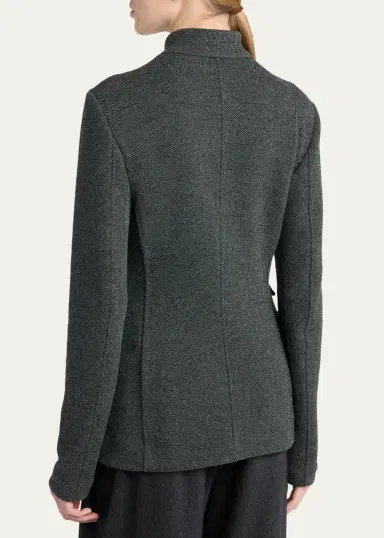 Giorgio Armani Fitted Herringbone Wool-Blend Blazer | Thumbnail 3 Giorgio Armani Fitted Herringbone Wool-Blend Blazer | Thumbnail 3
