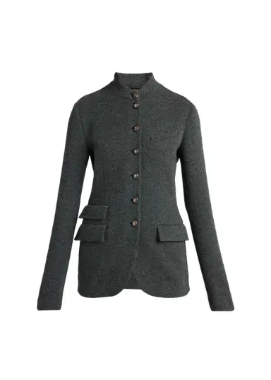 Giorgio Armani Fitted Herringbone Wool-Blend Blazer | Thumbnail 1 Giorgio Armani Fitted Herringbone Wool-Blend Blazer | Thumbnail 1