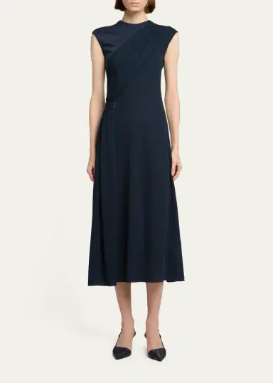 Giorgio Armani Cap-Sleeve Draped Satin Midi Dress | Thumbnail 2 Giorgio Armani Cap-Sleeve Draped Satin Midi Dress | Thumbnail 2