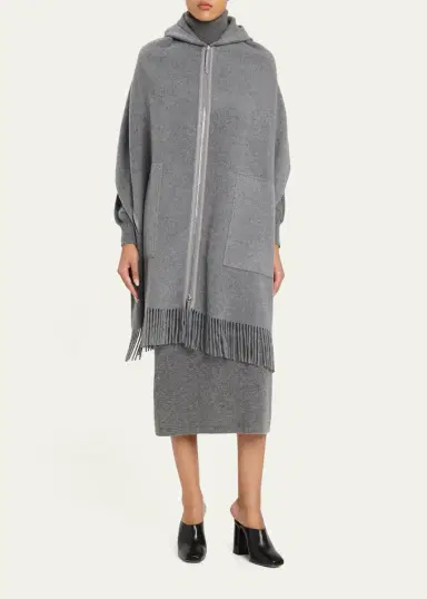 Lafayette 148 New York Fringed Double-Face Cashmere Hooded Poncho | Thumbnail 2 Lafayette 148 New York Fringed Double-Face Cashmere Hooded Poncho | Thumbnail 2