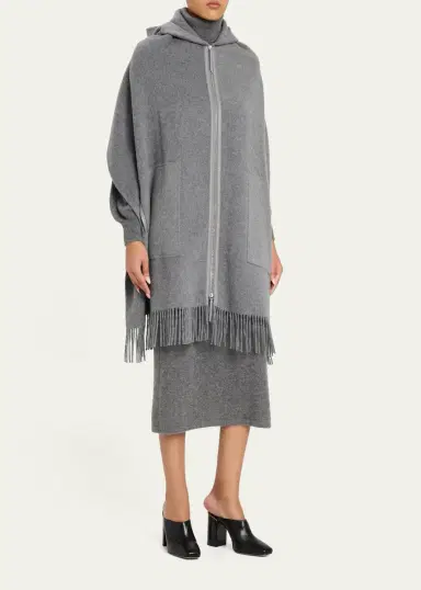 Lafayette 148 New York Fringed Double-Face Cashmere Hooded Poncho | Thumbnail 4 Lafayette 148 New York Fringed Double-Face Cashmere Hooded Poncho | Thumbnail 4