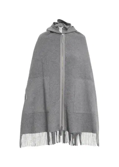 Lafayette 148 New York Fringed Double-Face Cashmere Hooded Poncho | Thumbnail 1 Lafayette 148 New York Fringed Double-Face Cashmere Hooded Poncho | Thumbnail 1