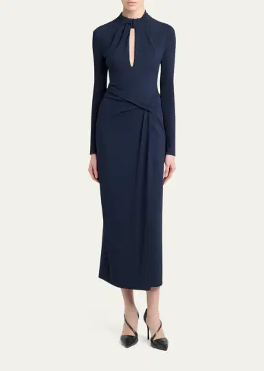 Giorgio Armani Keyhole-Cutout Twisted Midi Dress | Thumbnail 2 Giorgio Armani Keyhole-Cutout Twisted Midi Dress | Thumbnail 2