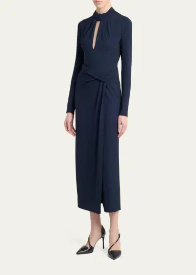 Giorgio Armani Keyhole-Cutout Twisted Midi Dress | Thumbnail 4 Giorgio Armani Keyhole-Cutout Twisted Midi Dress | Thumbnail 4