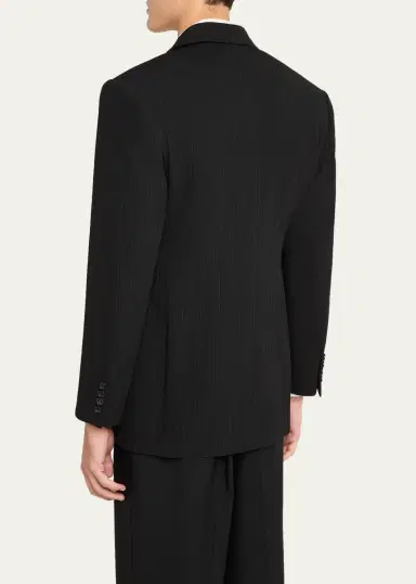 Saint Laurent Men's Chalk Stripe Wool Double-Breasted Sport Coat | Thumbnail 3 Saint Laurent Men's Chalk Stripe Wool Double-Breasted Sport Coat | Thumbnail 3