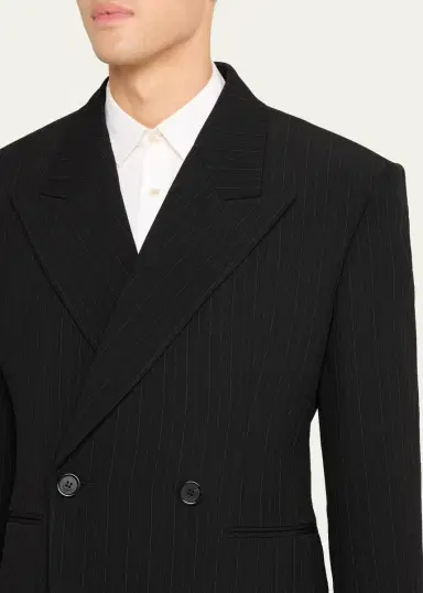 Saint Laurent Men's Chalk Stripe Wool Double-Breasted Sport Coat | Thumbnail 5 Saint Laurent Men's Chalk Stripe Wool Double-Breasted Sport Coat | Thumbnail 5
