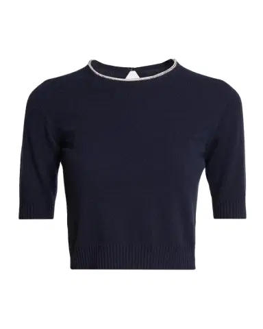 Giorgio Armani Crystal Crewneck Short-Sleeve Silk Knit Crop Shirt | Thumbnail 1 Giorgio Armani Crystal Crewneck Short-Sleeve Silk Knit Crop Shirt | Thumbnail 1