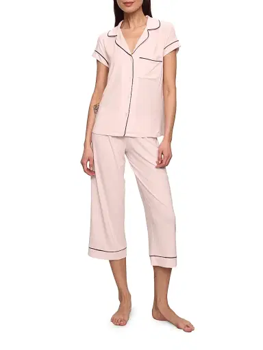 Eberjey Women's Gisele Cropped Pajama Set - Sorbet Black | Thumbnail 3 Eberjey Women's Gisele Cropped Pajama Set - Sorbet Black | Thumbnail 3