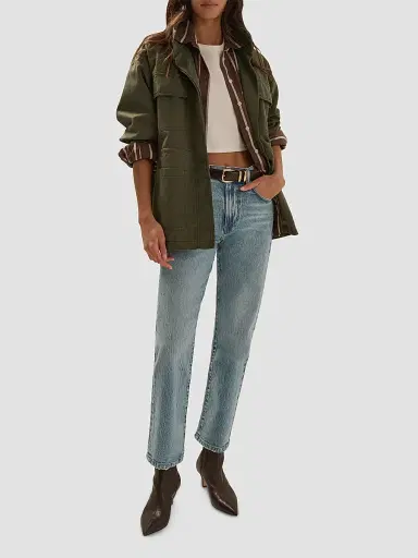 Favorite Daughter Women's The Major Cotton Funnel-Neck Jacket - Army | Thumbnail 2 Favorite Daughter Women's The Major Cotton Funnel-Neck Jacket - Army | Thumbnail 2