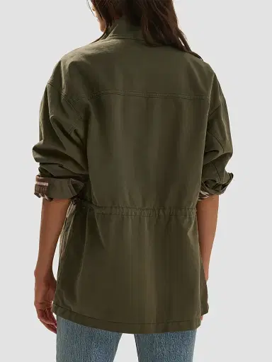 Favorite Daughter Women's The Major Cotton Funnel-Neck Jacket - Army | Thumbnail 3 Favorite Daughter Women's The Major Cotton Funnel-Neck Jacket - Army | Thumbnail 3