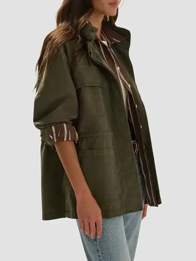 Favorite Daughter Women's The Major Cotton Funnel-Neck Jacket - Army | Thumbnail 5 Favorite Daughter Women's The Major Cotton Funnel-Neck Jacket - Army | Thumbnail 5
