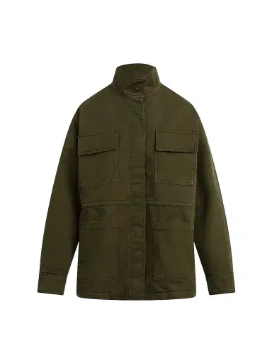 Favorite Daughter Women's The Major Cotton Funnel-Neck Jacket - Army | Thumbnail 1 Favorite Daughter Women's The Major Cotton Funnel-Neck Jacket - Army | Thumbnail 1