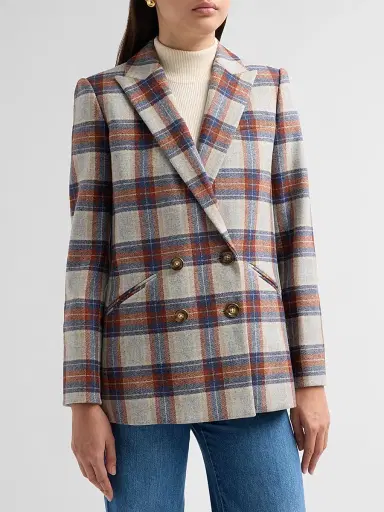 Veronica Beard Women's Oria Plaid Wool-Blend Single-Breasted Dickey Jacket | Thumbnail 4 Veronica Beard Women's Oria Plaid Wool-Blend Single-Breasted Dickey Jacket | Thumbnail 4