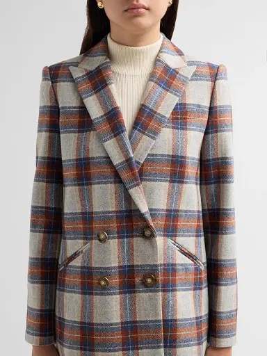 Veronica Beard Women's Oria Plaid Wool-Blend Single-Breasted Dickey Jacket | Thumbnail 5 Veronica Beard Women's Oria Plaid Wool-Blend Single-Breasted Dickey Jacket | Thumbnail 5
