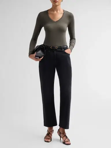 Majestic Filatures Women's Soft Touch Long-Sleeve V-Neck T-Shirt - Volcanic Rock | Thumbnail 2 Majestic Filatures Women's Soft Touch Long-Sleeve V-Neck T-Shirt - Volcanic Rock | Thumbnail 2