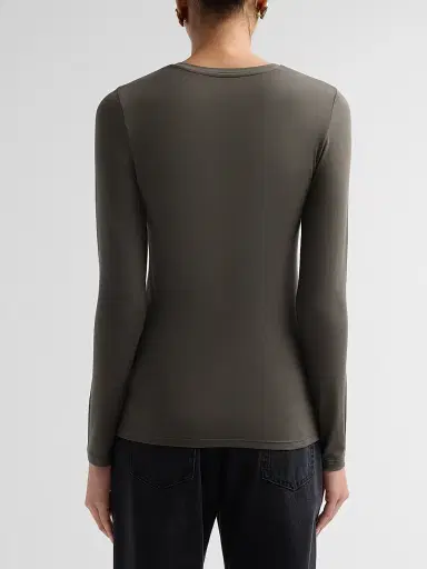 Majestic Filatures Women's Soft Touch Long-Sleeve V-Neck T-Shirt - Volcanic Rock | Thumbnail 3 Majestic Filatures Women's Soft Touch Long-Sleeve V-Neck T-Shirt - Volcanic Rock | Thumbnail 3