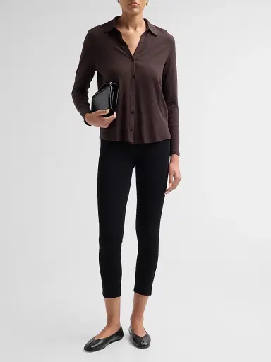 Majestic Filatures Women's Soft Touch Relaxed Button-Front Shirt - Chocolate Mousse | Thumbnail 2 Majestic Filatures Women's Soft Touch Relaxed Button-Front Shirt - Chocolate Mousse | Thumbnail 2