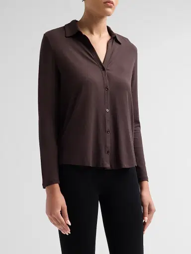 Majestic Filatures Women's Soft Touch Relaxed Button-Front Shirt - Chocolate Mousse | Thumbnail 4 Majestic Filatures Women's Soft Touch Relaxed Button-Front Shirt - Chocolate Mousse | Thumbnail 4