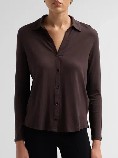 Majestic Filatures Women's Soft Touch Relaxed Button-Front Shirt - Chocolate Mousse | Thumbnail 5 Majestic Filatures Women's Soft Touch Relaxed Button-Front Shirt - Chocolate Mousse | Thumbnail 5
