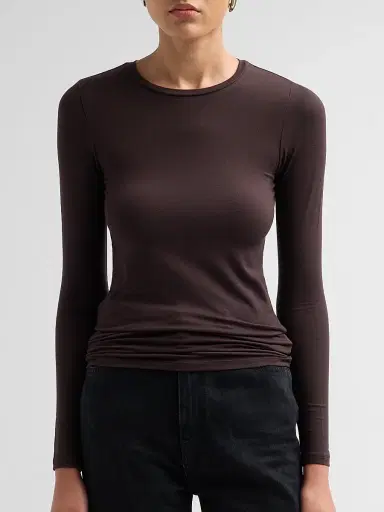 Majestic Filatures Women's Soft Touch Long-Sleeve Crewneck T-Shirt - Chocolate Mousse | Thumbnail 5 Majestic Filatures Women's Soft Touch Long-Sleeve Crewneck T-Shirt - Chocolate Mousse | Thumbnail 5