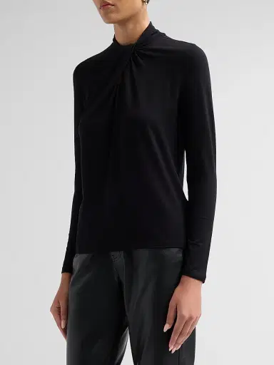 Majestic Filatures Women's Soft Touch Long-Sleeve Twist-Neck Top - Noir | Thumbnail 4 Majestic Filatures Women's Soft Touch Long-Sleeve Twist-Neck Top - Noir | Thumbnail 4