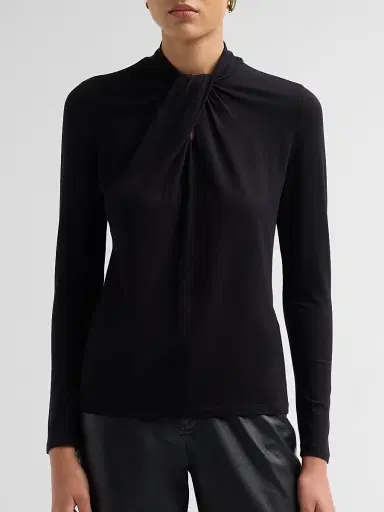 Majestic Filatures Women's Soft Touch Long-Sleeve Twist-Neck Top - Noir | Thumbnail 5 Majestic Filatures Women's Soft Touch Long-Sleeve Twist-Neck Top - Noir | Thumbnail 5
