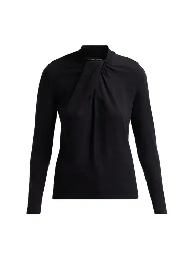Majestic Filatures Women's Soft Touch Long-Sleeve Twist-Neck Top - Noir | Thumbnail 1 Majestic Filatures Women's Soft Touch Long-Sleeve Twist-Neck Top - Noir | Thumbnail 1