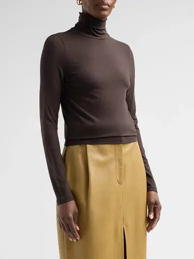 Majestic Filatures Women's Soft Touch Turtleneck Top - Chocolate Mousse | Thumbnail 4 Majestic Filatures Women's Soft Touch Turtleneck Top - Chocolate Mousse | Thumbnail 4