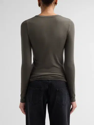 Majestic Filatures Women's Soft Touch Long-Sleeve Crewneck T-Shirt - Volcanic Rock | Thumbnail 3 Majestic Filatures Women's Soft Touch Long-Sleeve Crewneck T-Shirt - Volcanic Rock | Thumbnail 3